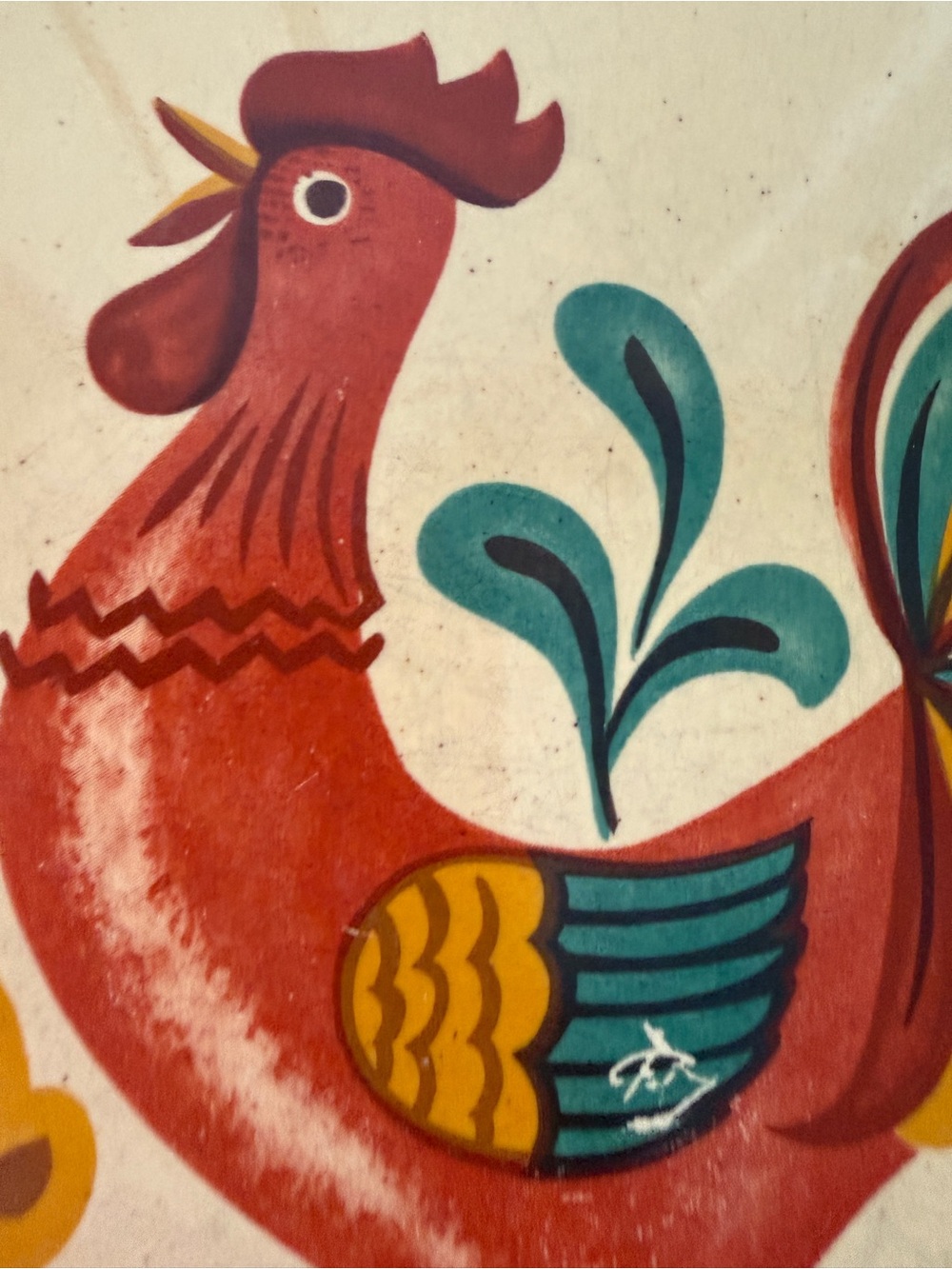 Vintage Rooster Ceramic Dinner Plates - Cream with Multicolor Rooster Design (2) - Picture 3 of 10
